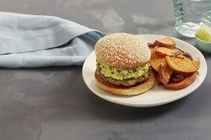 Spicy Guacamole Burgers with Roasted Red Onion & Sweet Potato