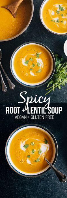 Spicy Root & Lentil Soup (Vegan + GF