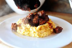 Spicy Stewed Beef with Creamy Cheddar Grits