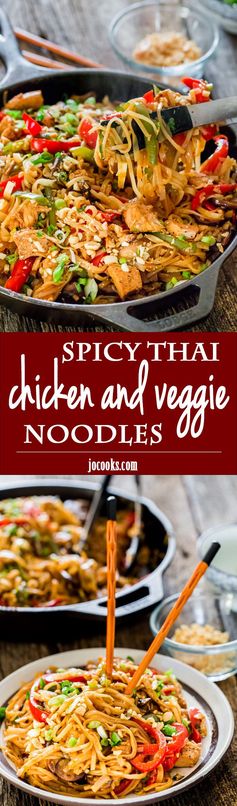 Spicy Thai Chicken and Veggie Noodles