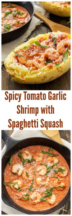 Spicy Tomato Garlic Shrimp with Spaghetti Squash