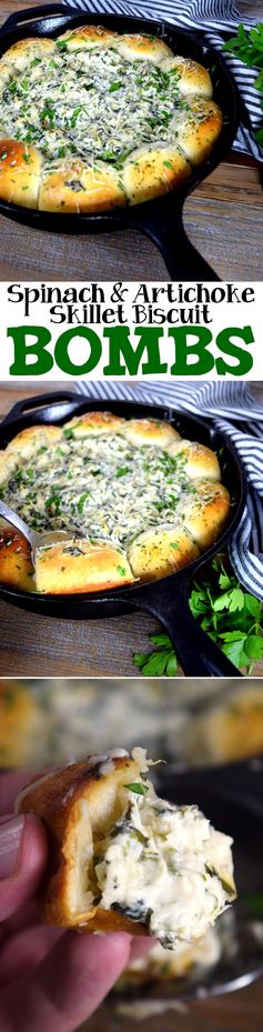 Spinach & Artichoke Skillet Biscuit Bombs