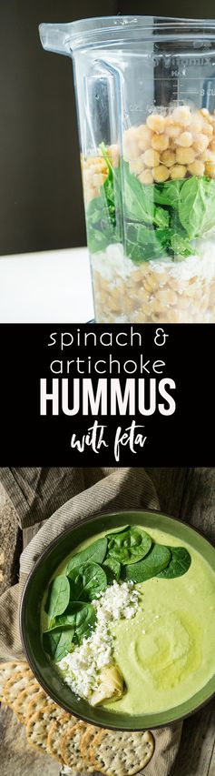 Spinach and Artichoke Hummus with Feta