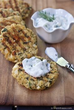 Spinach and Feta Quinoa Cakes with Lemon Dill Sauce