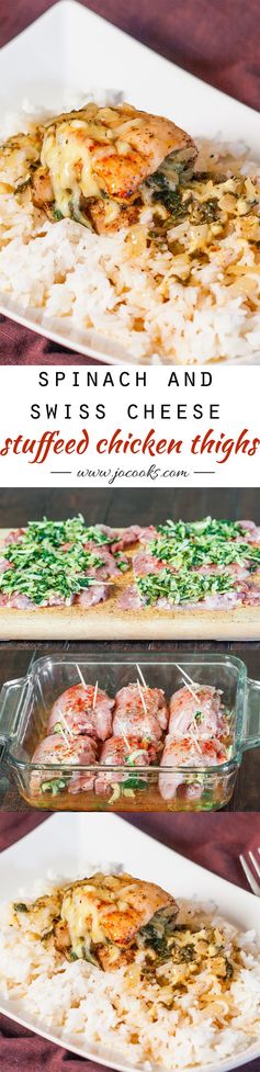 Spinach and Swiss Cheese Stuffed Chicken Thighs