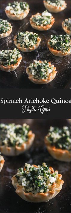 Spinach Artichoke Quinoa Phyllo Bites