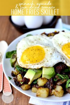 Spinach, Avocado and Sun-Dried Tomato Home Fries Skillet