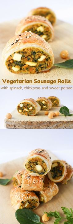 Spinach, chickpea and sweet potato sausage rolls