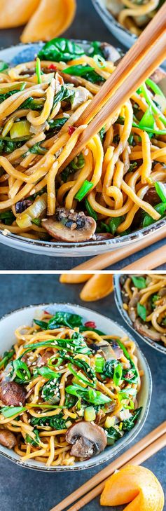 Spinach Mushroom Leek Long Life Noodles