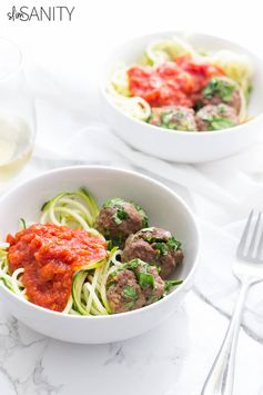 Spinach-Stuffed Meatballs with Zoodles