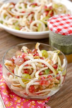 Spiralized Apple-Pear Pomegranate Slaw with Honey Poppyseed Dressing