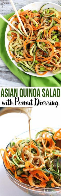 Spiralized Asian Quinoa Salad with Peanut Dressing