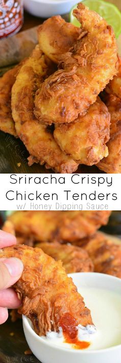 Sriracha Crispy Chicken Tenders with Honey Dipping Sauce