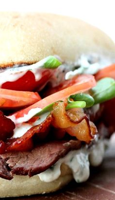 Steak Club Sandwich With Creamy Herb Spread