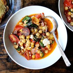 Stewy Chickpeas with Tomatoes, Capers, and Feta