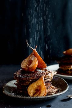 Sticky Date Pancakes with Butterscotch Sauce & Roasted Pears