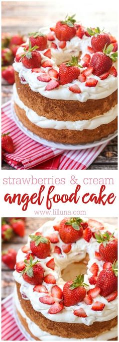 Strawberries and Cream Angel Food Cake + Breakfast Biscuits