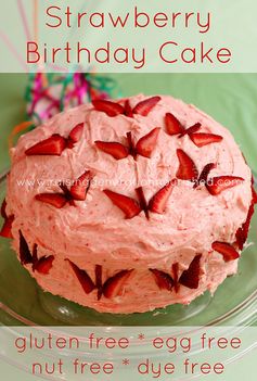 Strawberry Birthday Cake :: Gluten, Egg, Nut, & Dye Free