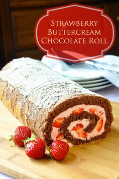 Strawberry Buttercream Chocolate Roll