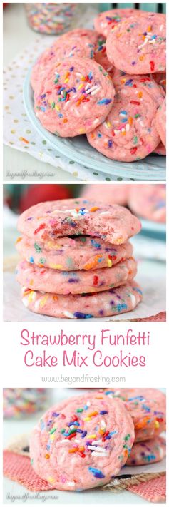 Strawberry Funfetti Cake Mix Cookies