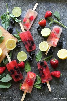 Strawberry Lemon Basil Popsicles