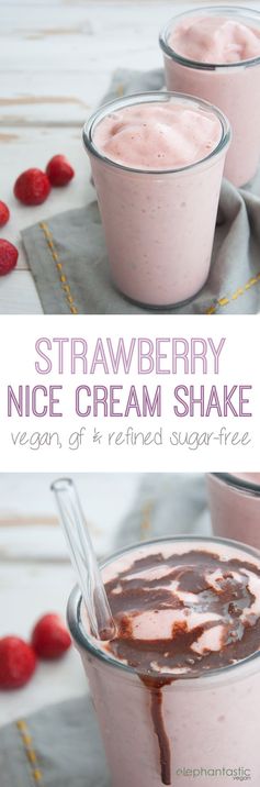 Strawberry Nice Cream Shake (vegan, gluten-free, refined sugar-free