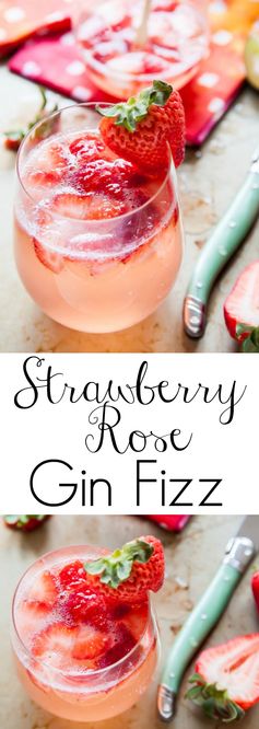 Strawberry Rose Gin Fizz