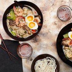 Sumo Stew (Chanko Nabe With Shrimp, Meatballs, and Bok Choy