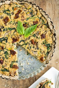 Sun-dried Tomato, Mushroom, and Spinach Tofu Quiche