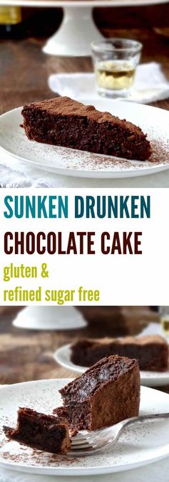 Sunken drunken chocolate cake (gluten free