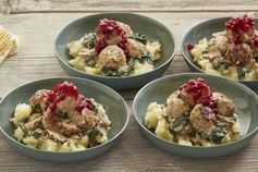 Swedish Meatballs & Mushroom Gravy with Mashed Potatoes & Lingonberry Jam