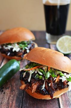 Sweet and Spicy Pulled Pork with Honey Jalapeno Lime Slaw