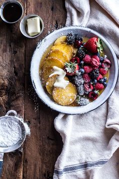 Sweet Buttered Polenta Pancakes with Fresh Summer Berries