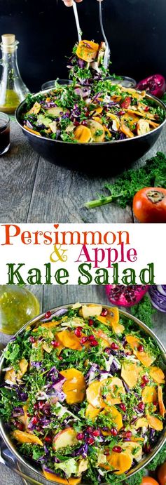 Sweet Persimmon Apple Kale Salad