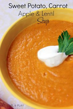 Sweet Potato, Carrot, Apple & Lentil Soup