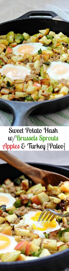 Sweet Potato Hash with Brussels Sprouts, Apples & Turkey (Paleo