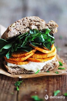 Sweet Potato Sandwich with Vegan Tzatziki Sauce