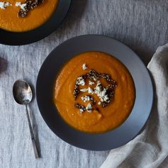 Sweet Potato Soup with Feta and Za'atar Oil