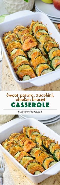 Sweet potato, zucchini and chicken breast casserole