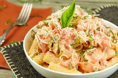 Sweet Tomato Cream Rigatoni With Ricotta, Asiago, and Fresh Basil