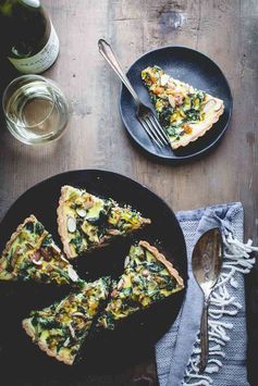 Swiss chard tart with chevre and leeks