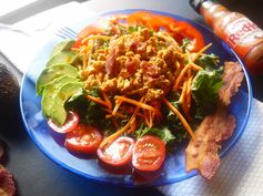 Taco Hot Sauce Ground Chicken and Kale Salad (paleo, GF