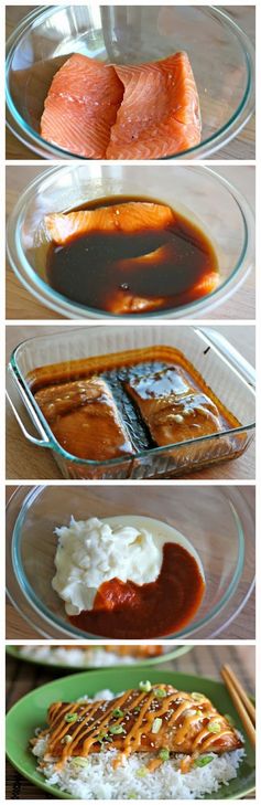 Teriyaki Salmon with Sriracha Cream Sauce