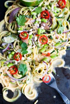 Thai Style Zucchini Noodle Salad with Edamame Beans