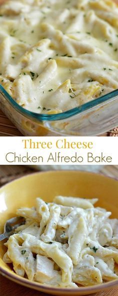 Three Cheese Chicken Alfredo Bake