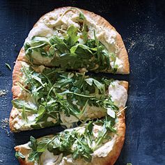 Three-Cheese White Pizza with Fresh Arugula