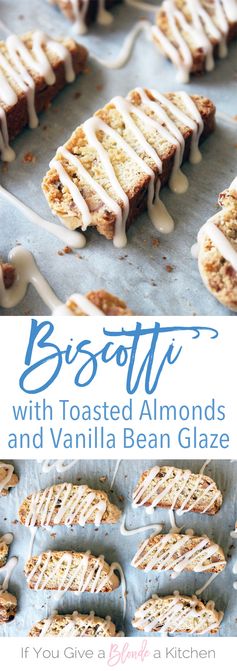 Toasted Almond Biscotti with Vanilla Bean Glaze