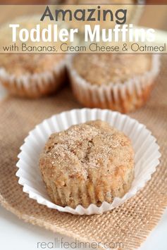 Toddler Muffins with Banana, Cream Cheese and Oatmeal