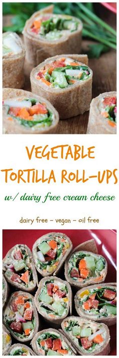 Tortilla Rollups with Dairy Free Veggie Cream Cheese