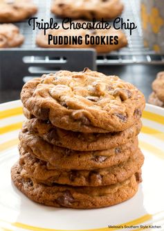 Triple Chocolate Chip Pudding Cookies